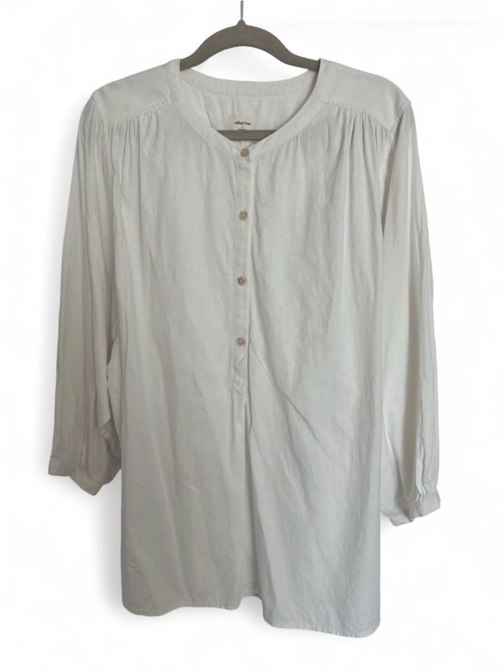 Wilfred Free by Aritzia White Linen Blouse with Balloon Sleeves Large